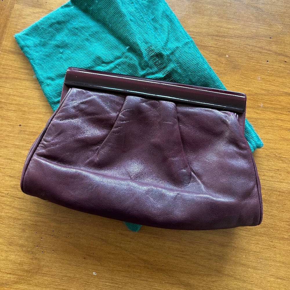 Bottega Veneta Burgundy Leather Clutch